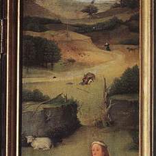 Tríptico de la Adoración de los Magos (Panel Izquierdo - Santa Inés y Donante) - El Bosco